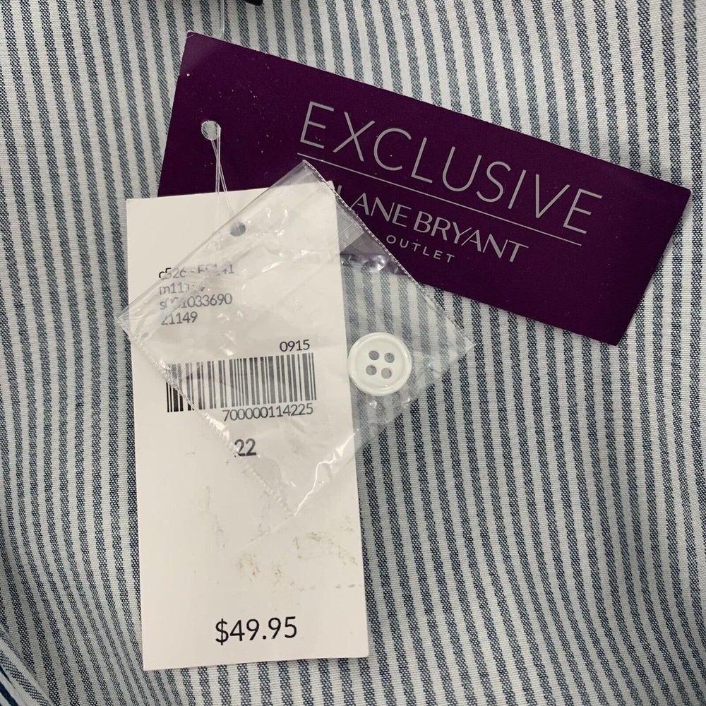 Lane Bryant Outlet Shirt Size 22 Striped Long Sleeve Button Up Collared Stretch - Picture 6 of 8